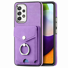 Soft Silicone Gel Leather Snap On Case Cover SD4 for Samsung Galaxy A52 4G Purple