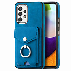 Soft Silicone Gel Leather Snap On Case Cover SD4 for Samsung Galaxy A52 5G Blue