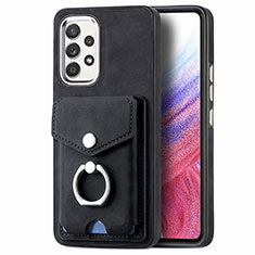 Soft Silicone Gel Leather Snap On Case Cover SD4 for Samsung Galaxy A53 5G Black