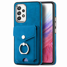 Soft Silicone Gel Leather Snap On Case Cover SD4 for Samsung Galaxy A53 5G Blue