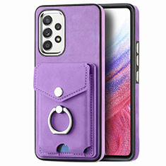 Soft Silicone Gel Leather Snap On Case Cover SD4 for Samsung Galaxy A53 5G Purple