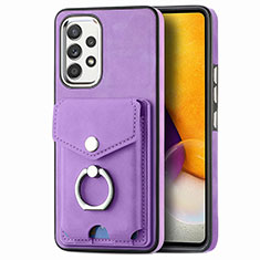 Soft Silicone Gel Leather Snap On Case Cover SD4 for Samsung Galaxy A72 4G Purple