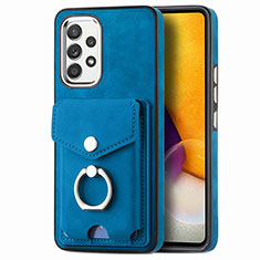 Soft Silicone Gel Leather Snap On Case Cover SD4 for Samsung Galaxy A72 5G Blue