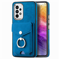 Soft Silicone Gel Leather Snap On Case Cover SD4 for Samsung Galaxy A73 5G Blue