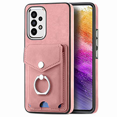 Soft Silicone Gel Leather Snap On Case Cover SD4 for Samsung Galaxy A73 5G Pink