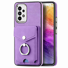 Soft Silicone Gel Leather Snap On Case Cover SD4 for Samsung Galaxy A73 5G Purple