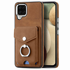 Soft Silicone Gel Leather Snap On Case Cover SD4 for Samsung Galaxy F12 Brown