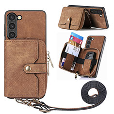 Soft Silicone Gel Leather Snap On Case Cover SD4 for Samsung Galaxy S24 5G Brown