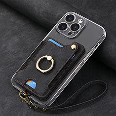 Soft Silicone Gel Leather Snap On Case Cover SD5 for Apple iPhone 14 Pro Max Black