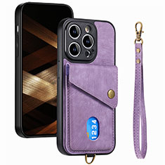 Soft Silicone Gel Leather Snap On Case Cover SD5 for Apple iPhone 16 Pro Max Clove Purple