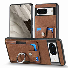 Soft Silicone Gel Leather Snap On Case Cover SD5 for Google Pixel 8 5G Brown