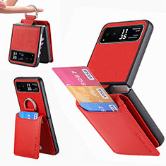 Soft Silicone Gel Leather Snap On Case Cover SD5 for Motorola Moto Razr 40 5G Red