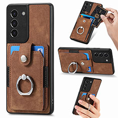 Soft Silicone Gel Leather Snap On Case Cover SD5 for Samsung Galaxy S21 FE 5G Brown