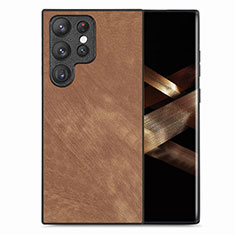 Soft Silicone Gel Leather Snap On Case Cover SD5 for Samsung Galaxy S24 Ultra 5G Brown