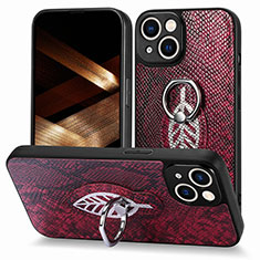 Soft Silicone Gel Leather Snap On Case Cover SD6 for Apple iPhone 13 Red