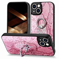 Soft Silicone Gel Leather Snap On Case Cover SD6 for Apple iPhone 14 Hot Pink