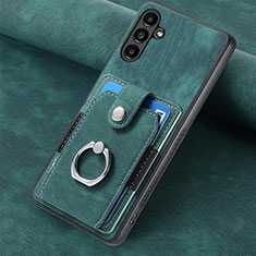 Soft Silicone Gel Leather Snap On Case Cover SD6 for Samsung Galaxy A34 5G Green