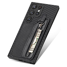 Soft Silicone Gel Leather Snap On Case Cover SD6 for Samsung Galaxy S24 Ultra 5G Black