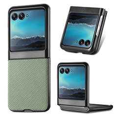 Soft Silicone Gel Leather Snap On Case Cover SD7 for Motorola Moto Razr 40 Ultra 5G Green