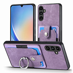 Soft Silicone Gel Leather Snap On Case Cover SD7 for Samsung Galaxy A34 5G Clove Purple