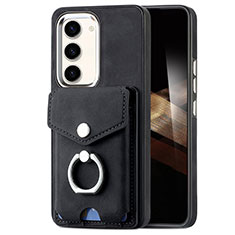 Soft Silicone Gel Leather Snap On Case Cover SD7 for Samsung Galaxy S24 5G Black