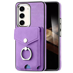 Soft Silicone Gel Leather Snap On Case Cover SD7 for Samsung Galaxy S24 Plus 5G Clove Purple