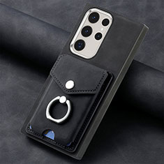 Soft Silicone Gel Leather Snap On Case Cover SD7 for Samsung Galaxy S24 Ultra 5G Black