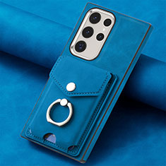 Soft Silicone Gel Leather Snap On Case Cover SD7 for Samsung Galaxy S24 Ultra 5G Blue