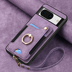 Soft Silicone Gel Leather Snap On Case Cover SD8 for Google Pixel 8 5G Purple