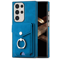 Soft Silicone Gel Leather Snap On Case Cover SD8 for Samsung Galaxy S24 Ultra 5G Blue