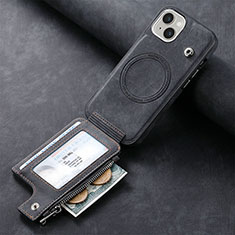 Soft Silicone Gel Leather Snap On Case Cover SD9 for Apple iPhone 15 Black