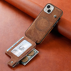 Soft Silicone Gel Leather Snap On Case Cover SD9 for Apple iPhone 15 Plus Brown