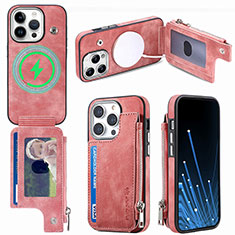 Soft Silicone Gel Leather Snap On Case Cover SD9 for Apple iPhone 16 Pro Max Pink