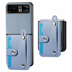 Soft Silicone Gel Leather Snap On Case Cover SD9 for Motorola Moto Razr 40 5G Blue