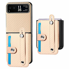 Soft Silicone Gel Leather Snap On Case Cover SD9 for Motorola Moto Razr 40 5G Gold