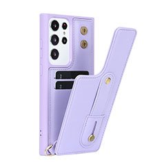 Soft Silicone Gel Leather Snap On Case Cover SY1 for Samsung Galaxy S22 Ultra 5G Purple