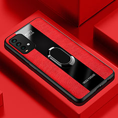 Soft Silicone Gel Leather Snap On Case Cover with Magnetic Finger Ring Stand PB1 for Xiaomi Redmi 9 Power Red