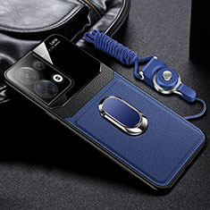 Soft Silicone Gel Leather Snap On Case Cover with Magnetic FL1 for Oppo Reno8 Pro 5G Blue