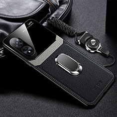 Soft Silicone Gel Leather Snap On Case Cover with Magnetic FL1 for Oppo Reno8 T 5G Black