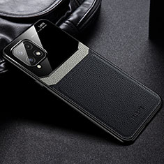 Soft Silicone Gel Leather Snap On Case Cover with Magnetic FL1 for Samsung Galaxy A22 4G Black