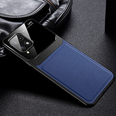 Soft Silicone Gel Leather Snap On Case Cover with Magnetic FL1 for Samsung Galaxy A22 4G Blue