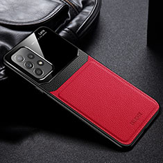 Soft Silicone Gel Leather Snap On Case Cover with Magnetic FL1 for Samsung Galaxy A23 5G Red