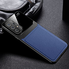 Soft Silicone Gel Leather Snap On Case Cover with Magnetic FL1 for Samsung Galaxy A52 4G Blue