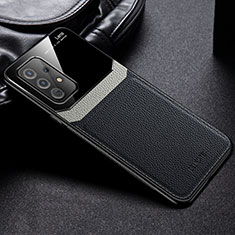 Soft Silicone Gel Leather Snap On Case Cover with Magnetic FL1 for Samsung Galaxy A52s 5G Black