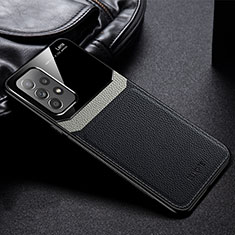 Soft Silicone Gel Leather Snap On Case Cover with Magnetic FL1 for Samsung Galaxy A53 5G Black