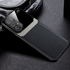 Soft Silicone Gel Leather Snap On Case Cover with Magnetic FL1 for Samsung Galaxy A72 4G Black