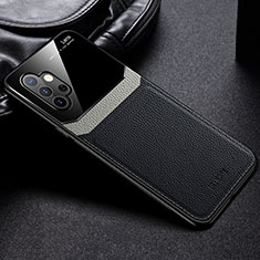 Soft Silicone Gel Leather Snap On Case Cover with Magnetic FL1 for Samsung Galaxy M32 5G Black