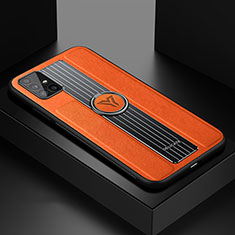 Soft Silicone Gel Leather Snap On Case Cover with Magnetic FL1 for Samsung Galaxy M40S Orange