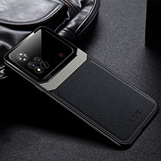 Soft Silicone Gel Leather Snap On Case Cover with Magnetic FL1 for Xiaomi Poco M4 Pro 4G Black