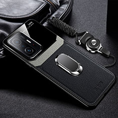 Soft Silicone Gel Leather Snap On Case Cover with Magnetic FL2 for Xiaomi Mi 11T Pro 5G Black